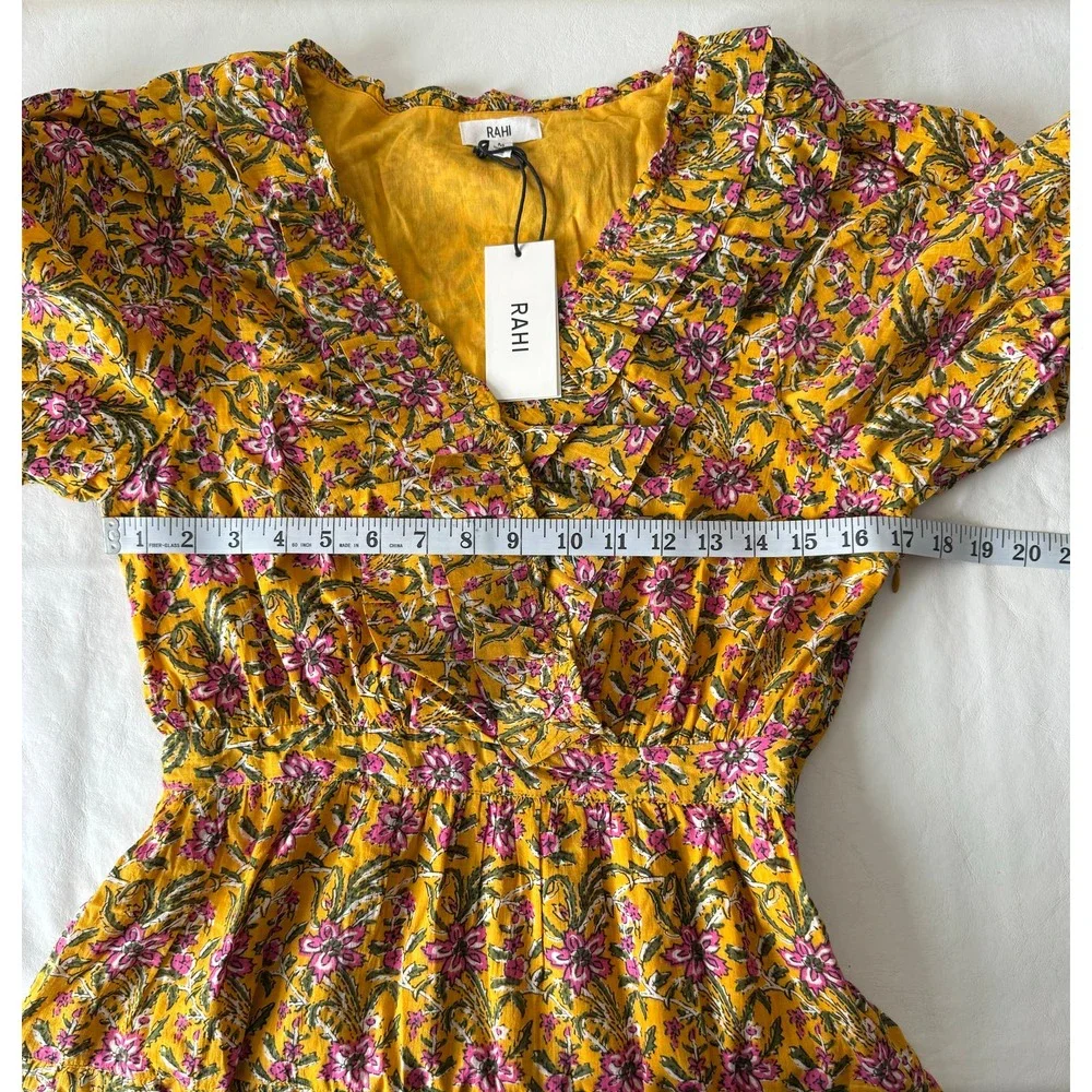 Rahi Del Sole Chiara Mini Dress in Yellow Floral Size M